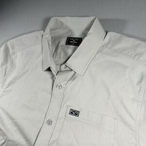 Mens Kimes Ranch Button Up Shirt Large Western Short Sleeve Beige